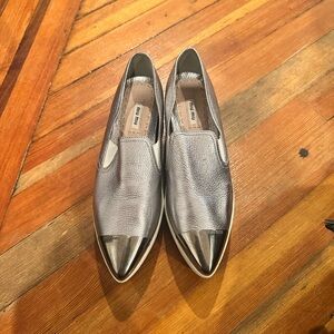 Miu Miu Silver Slip-On Shoes